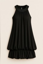Eliza J Formal Black Halter Neck Dress Size 2 With Beaded Neckline Ruffle Hem