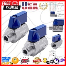 1/4" Mini Ball Valve, 316 Stainless Steel Female x Male NPT Thread Shut-Off V...