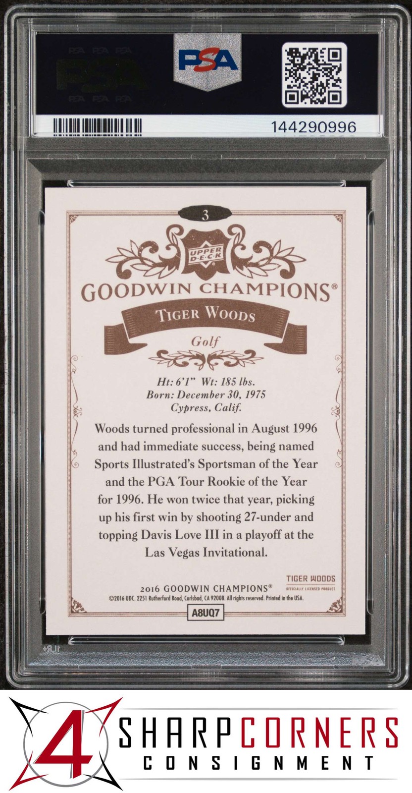 2016 UPPER DECK GOODWIN CHAMPIONS #3 TIGER WOODS HOF POP 4 PSA 10 view 2