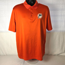 Miami Dolphins Football Fanatics Throwback Polo Shirt Sz L Orange