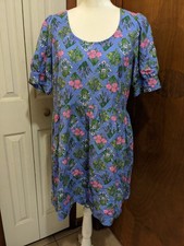 Loft Petite Women Floral Scoop Neck Midi Puff Sleeve A-Line Dress Size 10P