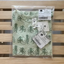 NIB Kate Quinn 3T Bamboo Sleeveless Button Boat Neck Top In Green Octopus Ocean