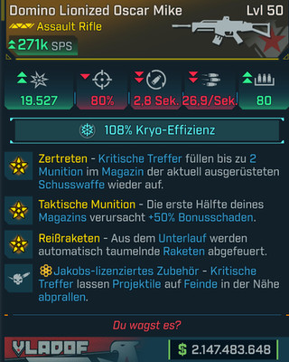 (PC,Xbox,PS) Borderlands 4 - Modded Domino Lionized Oscar Mike 271K DPS