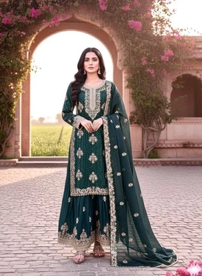 Designer Pakistaner Salwar Kameez Fertig Zum Tragen Anzug Indian Hochzeit Party - Bild 1 von 4