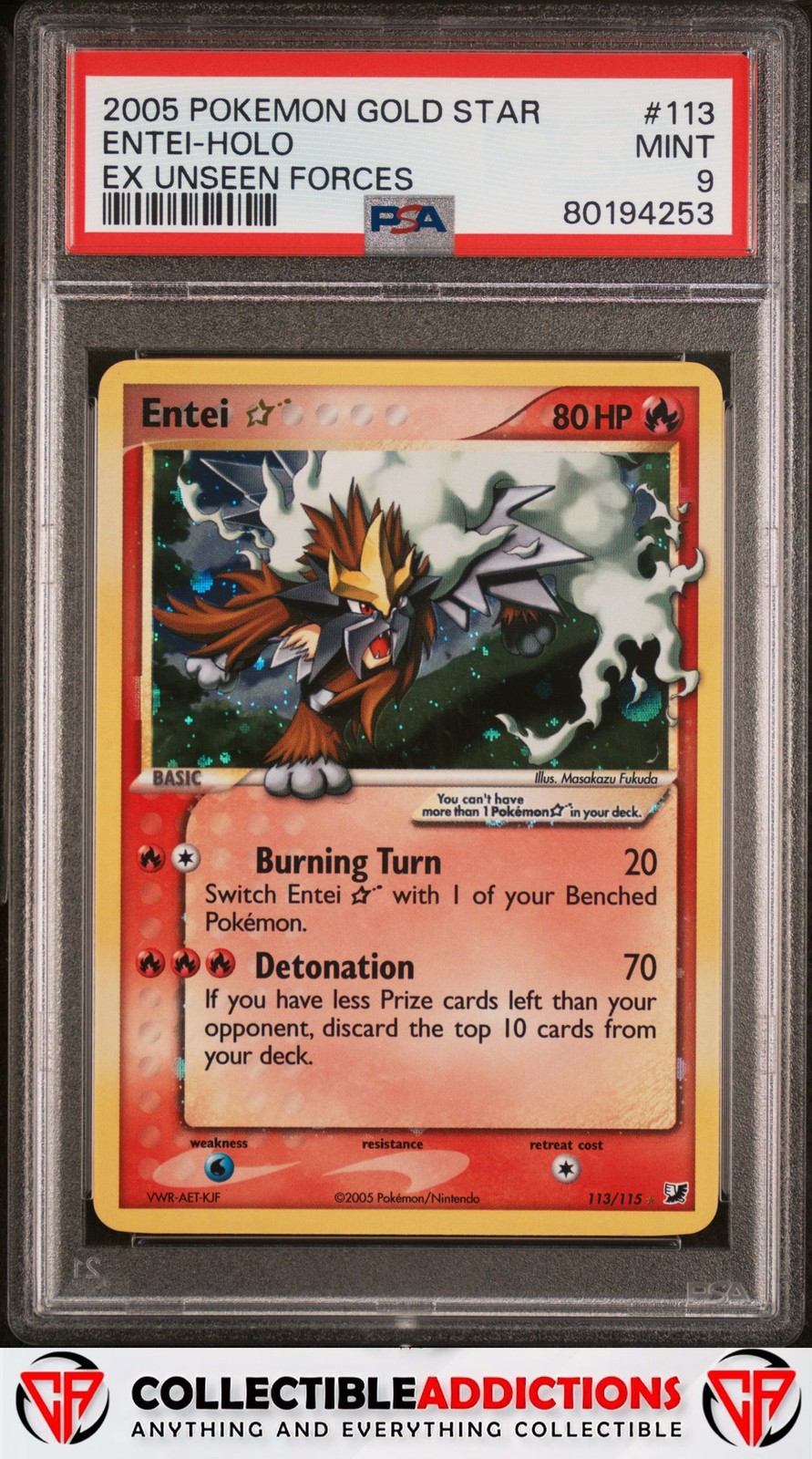 2005 Pokemon Ex Unseen Forces #113 Entei Ex PSA 9