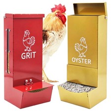 Chicken Oyster Shell Feeder and Grit Feeder, Heavy Duty Metal Automatic Chick...