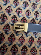 vtg christian dior belt buckle leather black brown reversible 36 