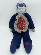 Large Vintage Traditional Chinese Asian Doll Porcelain Head Cloth Body Doll  24”