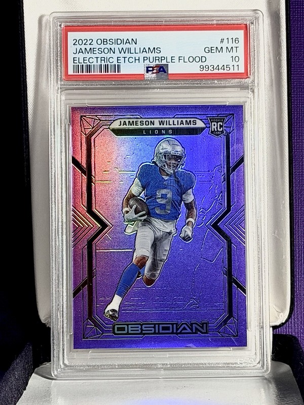 2022 Obsidian Jameson Williams #116 RC • Electric Etch Purple Flood /16 PSA 10