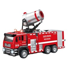 1:50 Spray Fire Truck Alloy Mini Car Model Light  Sound Pull Back Children Toy