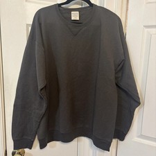 New Hanes Comfort Wash Fleece Sweatshirt Crew Neck Sz S dark Gray