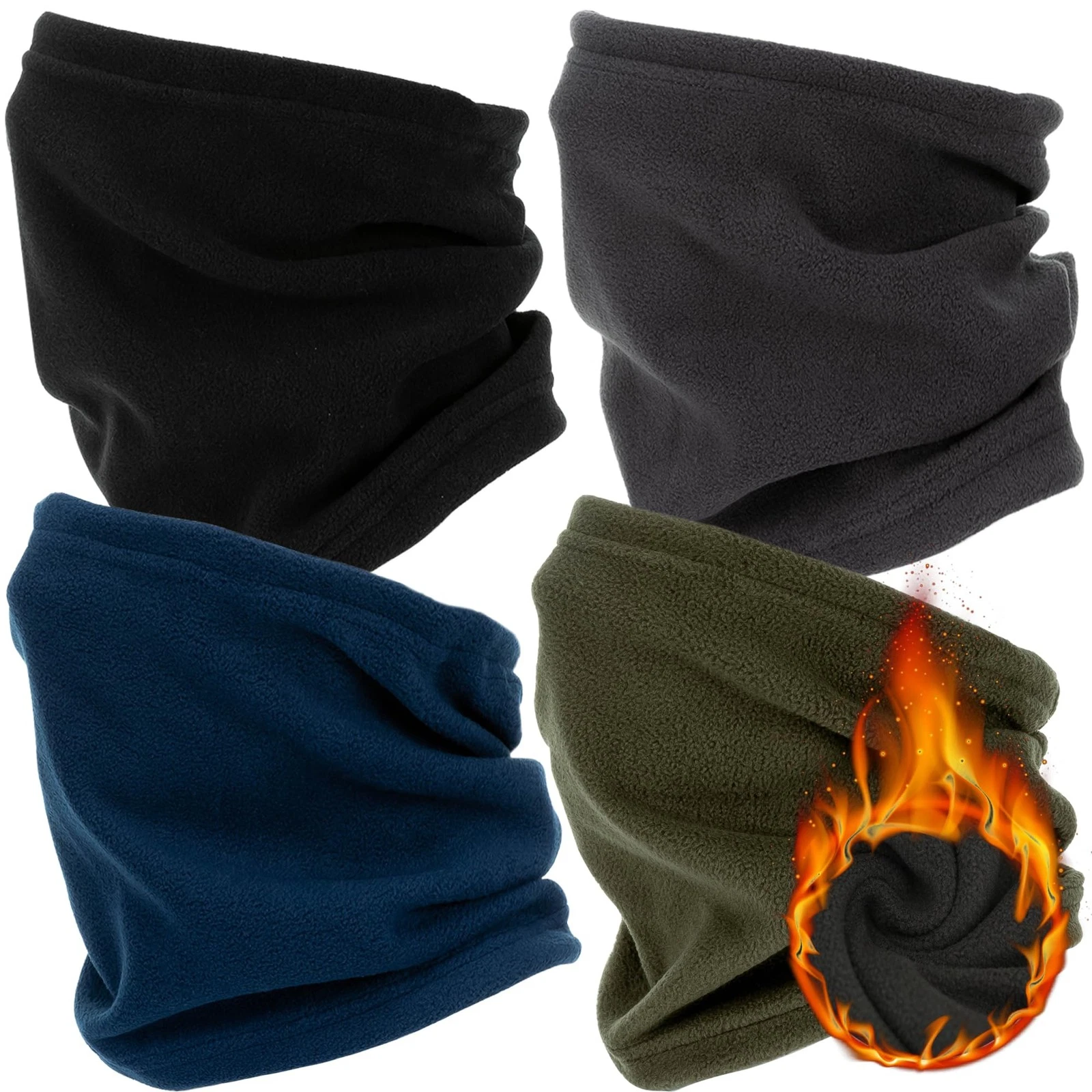 4/3/1 Pack Fleece Winter Neck Gaiter Windproof Bandana Adjustable Face Coveri...