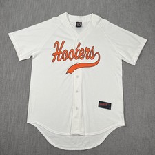 NWOT Vintage Hooters Baseball Jersey Shirt Mens Large White Soffe Made In USA