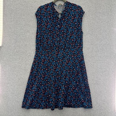 Boden' Women's Easy Jersey Shirt Dress sz 16/18L Black Vacation Summer Floral
