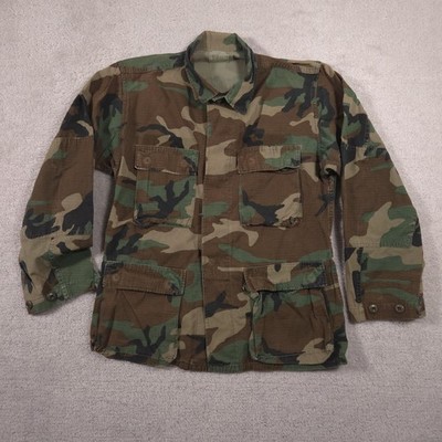 US Army BDU Jacket Mens Small Regular Woodland Camo Ripstop Field Coat