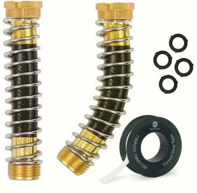 Morvat Brass Coiled Garden Hose Kink Protector, 2-Pack