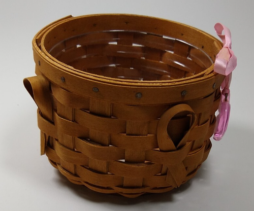 Longaberger Basket 2006 HOH pink Heart HOPE tie on plastic liner natural USA - Picture 3 of 11