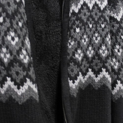 Weatherproof Men's M Knit Sweater Jacket Faux Fur Lined Full Zip Up Black Gray - Picture 5 of 7