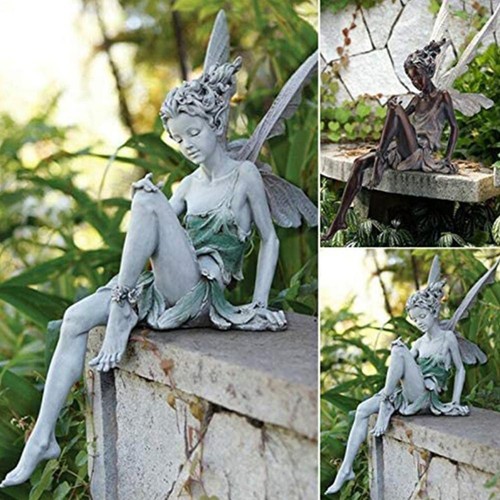 Miniature Sitting Fairy Elf Statue Yard Craft Landscaping Home Decor-Best HOT - Picture 5 of 16