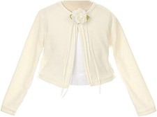 Plain Cardigan Sweater Big Girls Long Sleeves Ivory