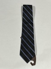 Mens Giorgio Cosani Black Blue Stripe Pattern Tie Pure Silk Hand Made NEW