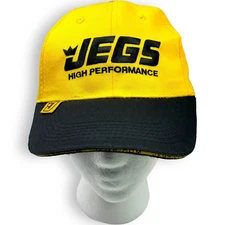 JEGS High Performance Headwear Hat Cap Adjustable Yellow and Black Strapback