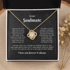 To My Soulmate / Love Knot Necklace with Message Card / Christmas Gift