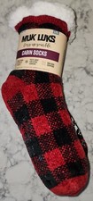 Muk Luks Womens Fuzzy Chenille Plush Lined Cabin Socks Snowflakes L/XL NEW
