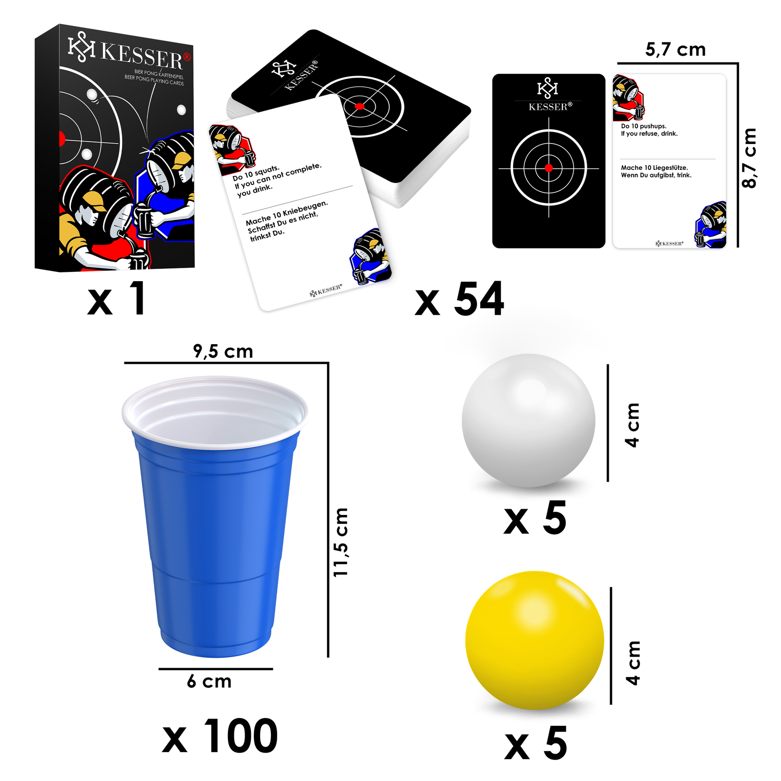 Beer Pong - Officiële Beer Pong tafel 120 kopjes 6 ballen - Opvouwbare en draagbare tafel met waterdichte krasbestendige coating - Goedgekeurd voor bierpong toernooien - drinkspel