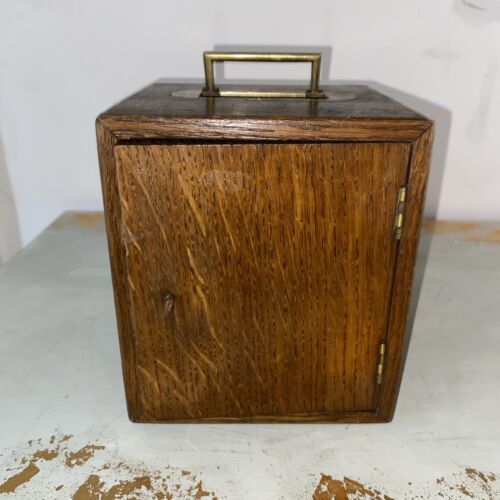 Vintage Velvet Lined Desk Top Lockable Oak Front Opening Box For Valuables - Picture 1 of 21