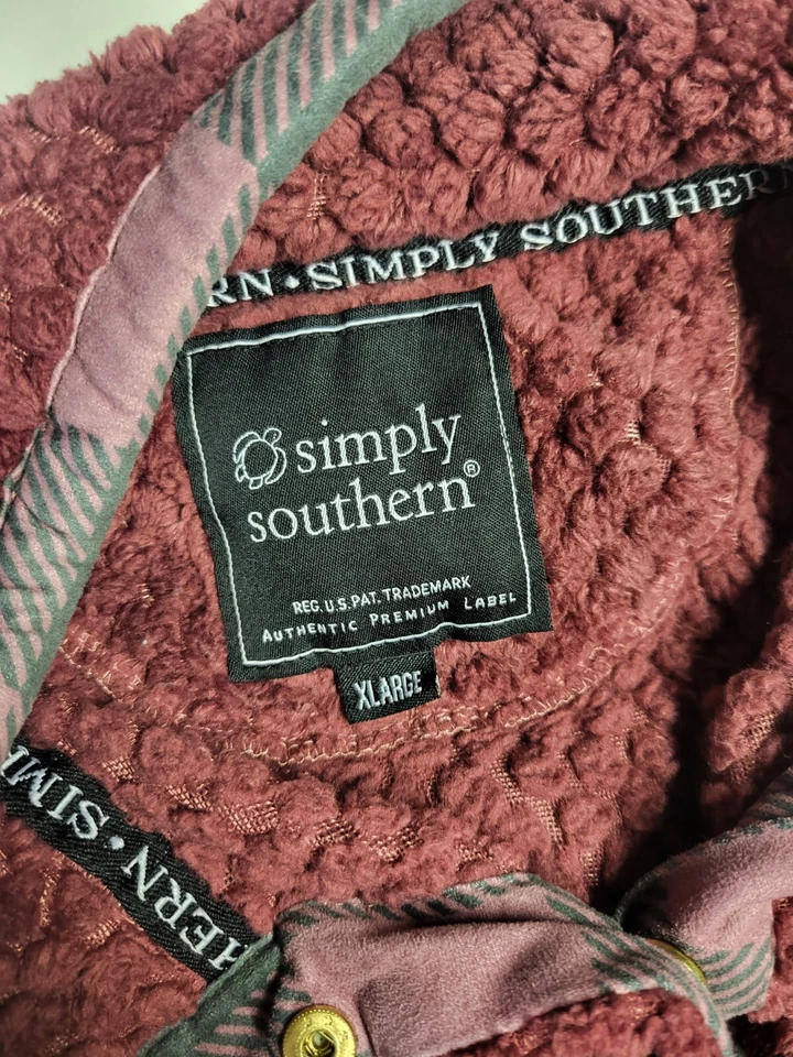 Simply Southern Womens XLarge Red 1/4 Snap Soft Sherpa Fleece Pullover - Image 2 of 4