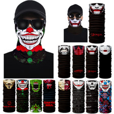 Bandana Calavera Payaso Mascarilla Cuello Polaina A Prueba de Viento Media Mascarillas Faciales para Fiesta EE. UU.