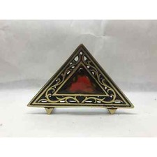 Vintage JUDAICA Brass Napkin ENVELOPE Holder CLAY INSERT