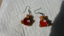  Great for any Holiday -Bear Valentines Earrings-Drop Pierced Earrings plastic