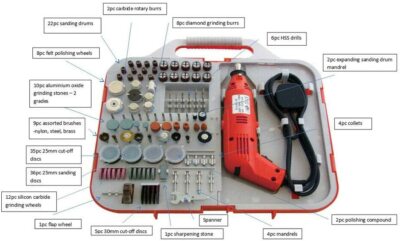 NEU 162-TEILIGES ROTIERENDES MINI-BOHRER-SET ELEKTRISCH 130 W + AUFBEWAHRUNGSKOFFER DREMELSCHNEIDER