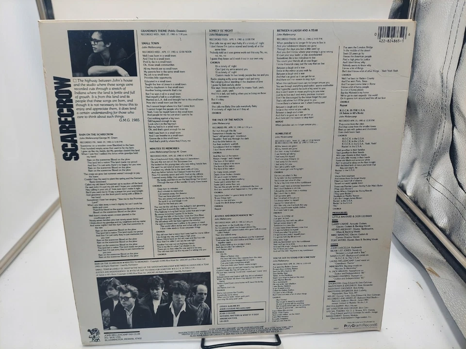 John Cougar Mellencamp Scarecrow LP Record 1985 1st Ultrasonic Clean NM cVG+. Foto 2 de 4