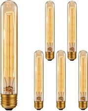 6 PACK Vintage Edison Bulb, Dimmable 40W T30 Antique Tubular Filament Bulb