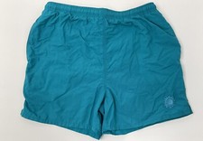 Vintage 90s Mervyns Surf Cheetah Swim Trunks Liner Shorts Medium Retro Teal