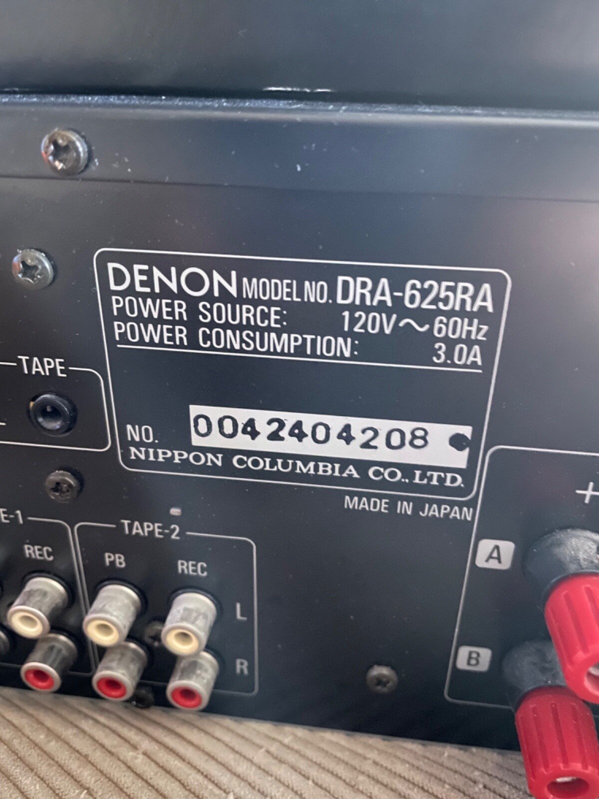 Denon DRA625 AMFM Stereo Receiver Amplifier ORIGINAL and sole owner