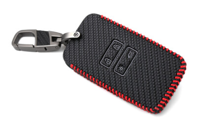 Schwarz Auto Leder Schlüsselhalter Fernbedienung Cover Case für Renault Kadjar 2020 Schlüsselanhänger