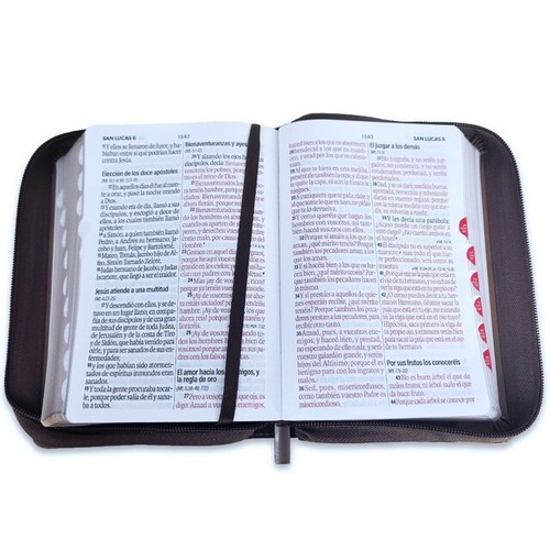 Biblia con Cierre Portátil 12 puntos RV1960, imit piel café águila con índice - Picture 4 of 7