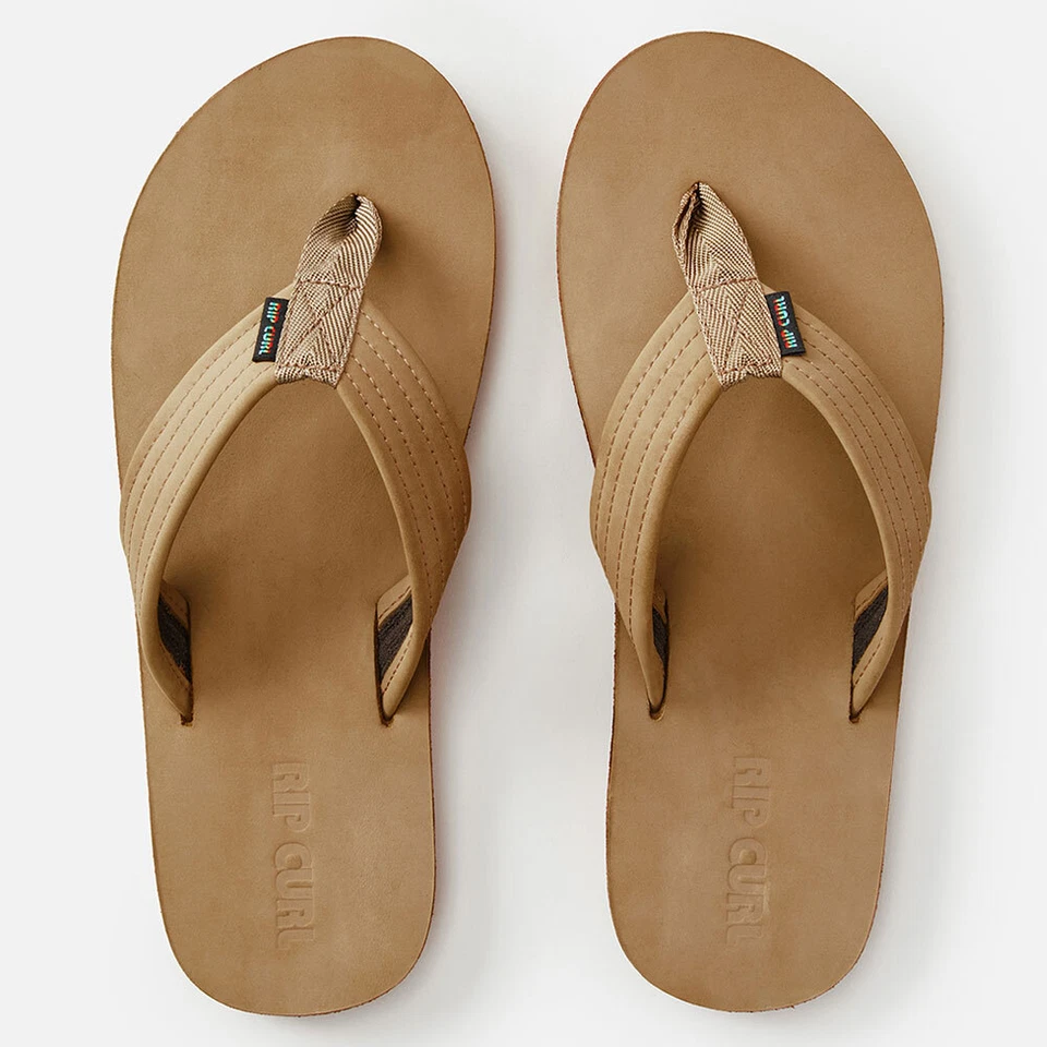 Rip Curl Revival Leather Open Toe Sandalia de Hombres Chanclas Dedo Beige - Imagen 2 de 4