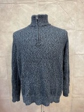 Croft  Barrow Men's Quarter Zip Pullover Sweater Blue Size L