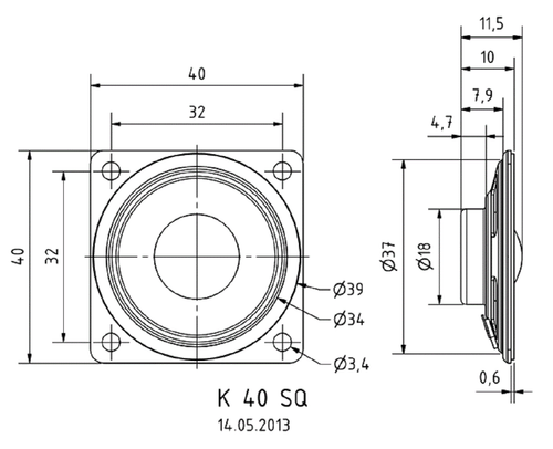 Visaton K- 40 Sq Small Speaker 8 Ohm With Kunststoffmembran-Metallkorb - Picture 2 of 4