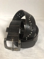 Hipwear Italian Brown Leather Statement Belt  Size M Cut Out Made in Canada