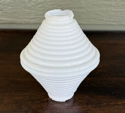 Antique Lightning Rod Ball Ribbed Horizontal Rings Milk Glass Weathervane VTG