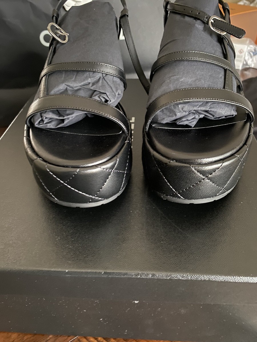 NIB authentic CHANEL Platform Sandals Black Leather Calfskin NIB authentic CHANEL Platform Sandals Black Leather Calfskin