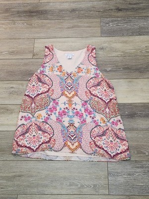 TABITHA WEBB Tank Tunic Floral Paisley Print Multi Pink size L