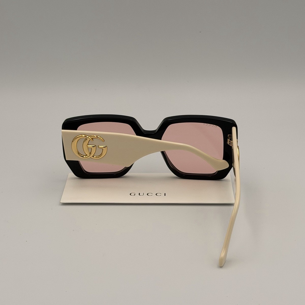 Gucci GG0956S 002 Oversized Square Sunglasses Black White Pink