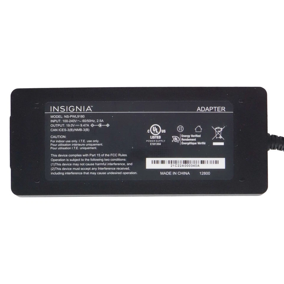 Insignia (NS-PWL9180) 180W 19V/9.47A Laptop Charger - Black - Image 2 of 4